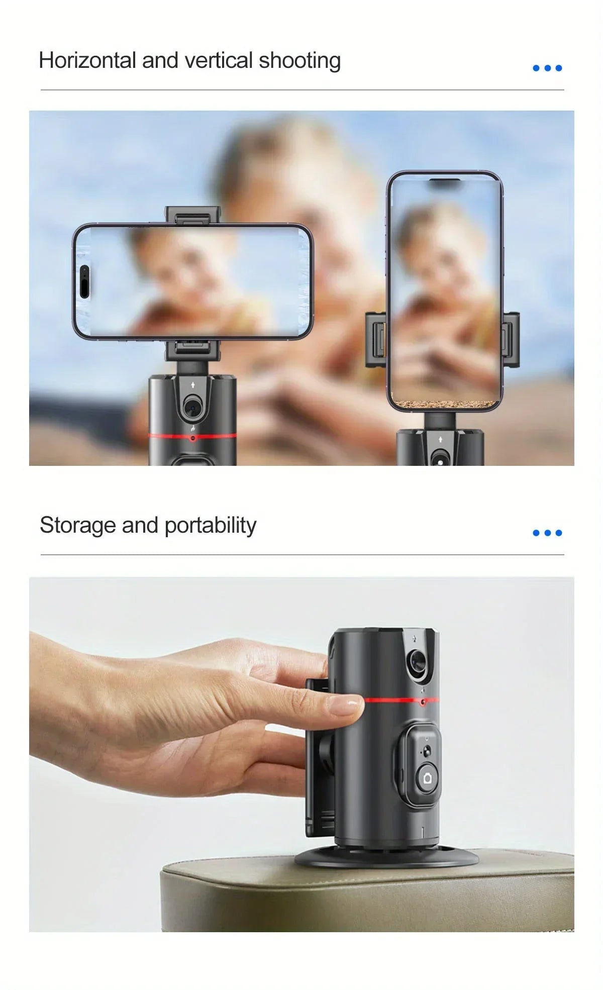 P02 360 ° Rotation Desktop Phone Stand Automatic Face Tracking for iPhone 16 15 Samsung S23 Xiaomi Handheld Gimbal Selfie Stick