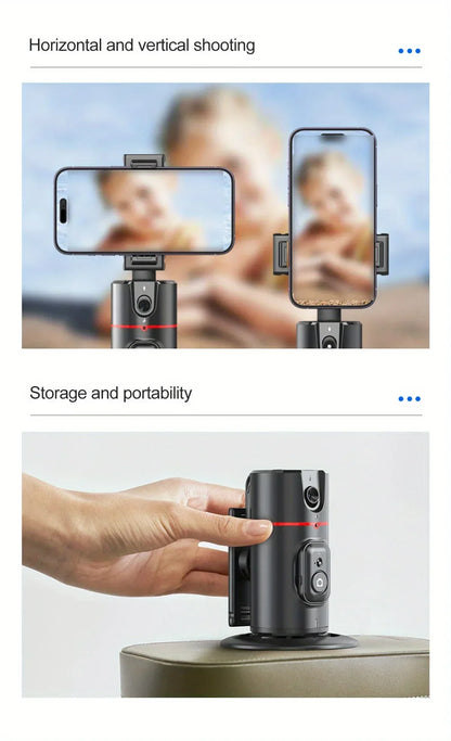 P02 360 ° Rotation Desktop Phone Stand Automatic Face Tracking for iPhone 16 15 Samsung S23 Xiaomi Handheld Gimbal Selfie Stick