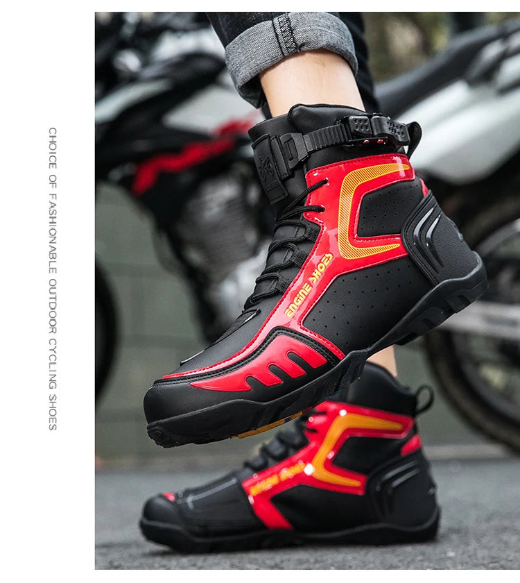 Men Leather Motos Breathable Anti Slip Wear-resistant Riders Boots Motorbike Racing Ankle Length Shoes 2026 New Motorcycle Boots