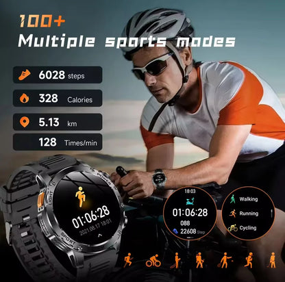 2026 New Men's GPS Outdoor Sports Smart Watch AMOLED Screen NFC Flashlight Heart Rate Monitor Waterproof Bluetooth Call 1000mAh