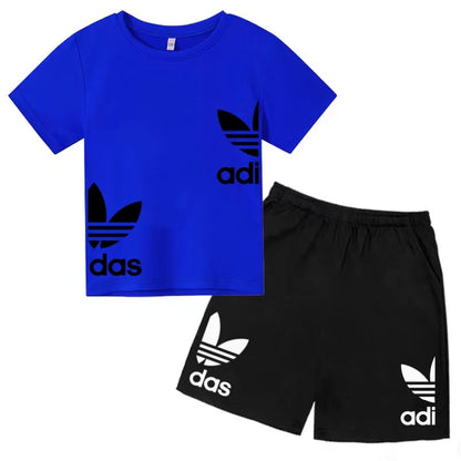 New Children Letter-Print Summer T-shirt Boy Girl Toddler3-12Years Short-Sleeved+Shorts Charming Casual Fashion Sports Brand Set