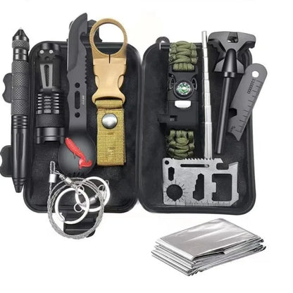 13 in 1 Outdoor Survival Kit Multi-function Emergency First Aid Tools Camping Hiking Self Defense Gear