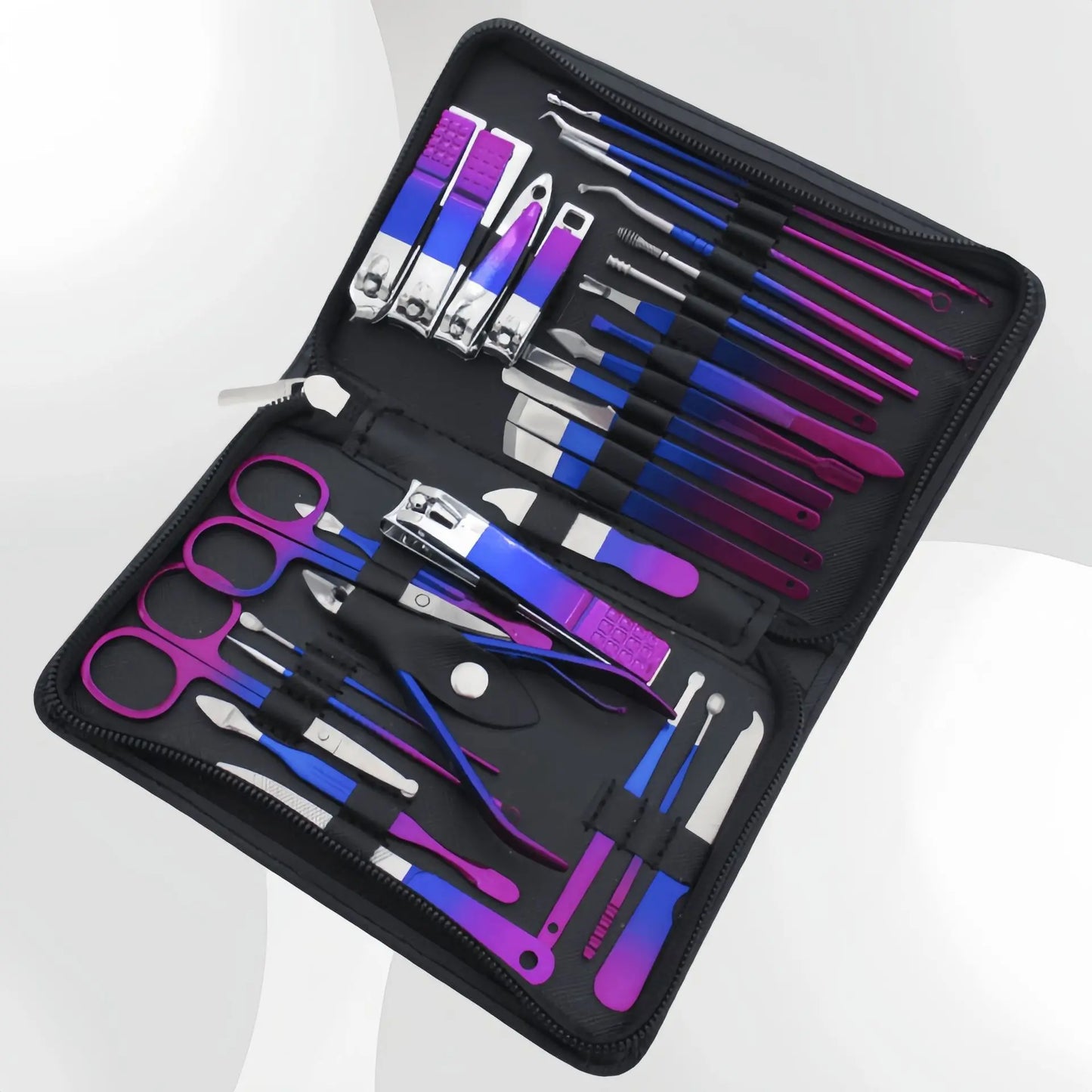 Professional 6-18pcs Set Stainless Steel Manicure & Pedicure Kit Precision Nail Care with Travel Case with Nail Clipper Scissor