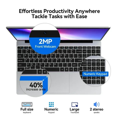 LenO 15,6" Gaming Laptop Intel Core i9-9900 16/32GB RAM Upp till 2TB SSD – Win 11 Pro FHD 1920x1080 Ultratunn Metallram Svart/Silver