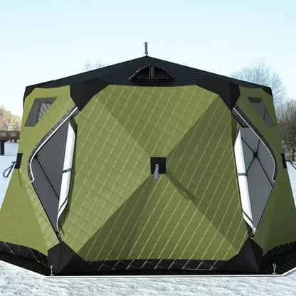 Hexagonal ice fishing tent Thickened warm and cold-proof quick-opening tent Winter fishing camping Ski portable tent