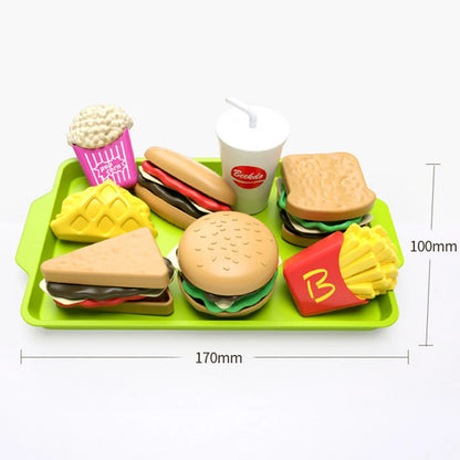 Låtsasmat för barn – hamburger- och pommes-set i 9 delar