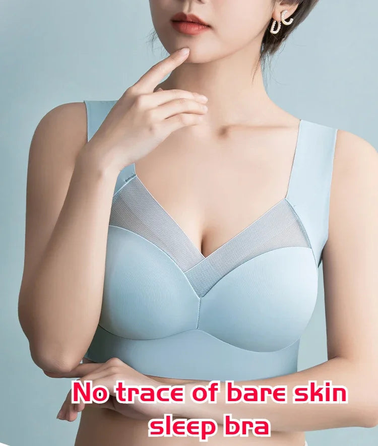 Woman Top Bra Sexy Push Up Bra Seamless Ice Silk Underwear Women Unwired Ring Sleep Lingerie Fitness Sports Bralette Invisible