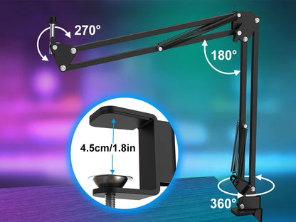 ZealSound A68S RGB USB-streamingmikrofon med boom arm och tripod