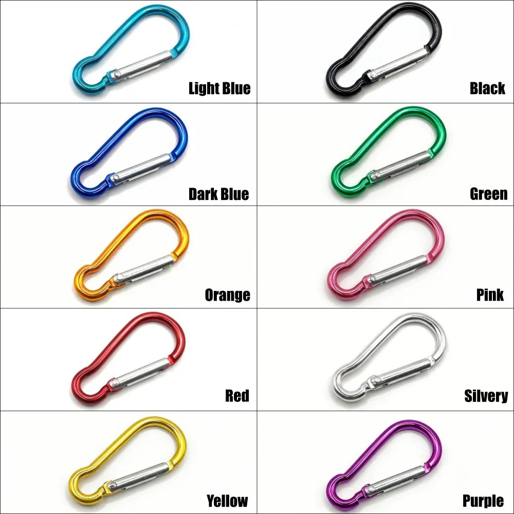 5-100Pcs Aluminum Carabiner Key Chain Clip Outdoor Camping Keyring Snap Hook Water Bottle Buckle Kit Climbing Accessories