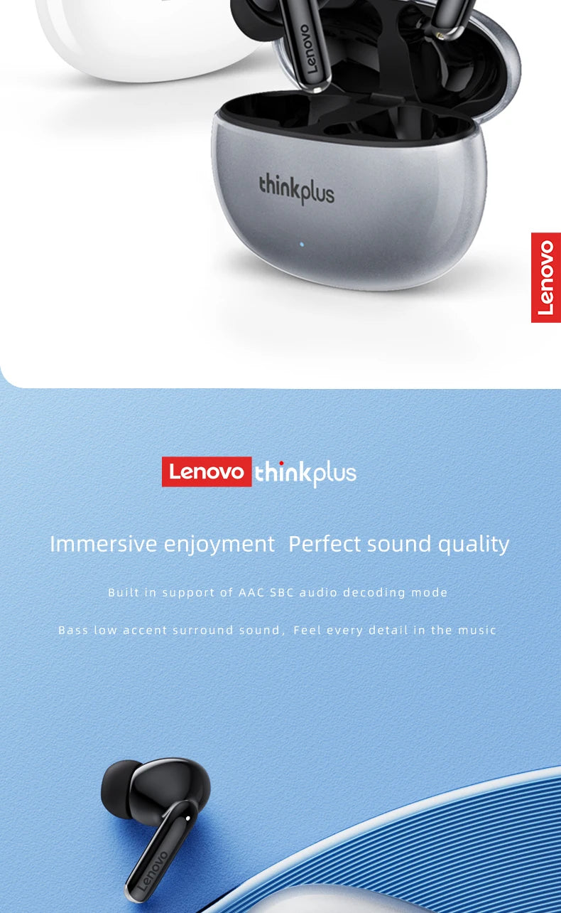 Lenovo GM2 PRO XT88 True Wireless Earbuds – Bluetooth 5.3 Dubbel Mikrofon Touch 4h Speltid Svettskyddad HiFi Bass CE/FCC Vit Svart