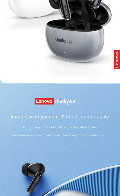 Lenovo GM2 PRO XT88 True Wireless Earbuds – Bluetooth 5.3 Dubbel Mikrofon Touch 4h Speltid Svettskyddad HiFi Bass CE/FCC Vit Svart