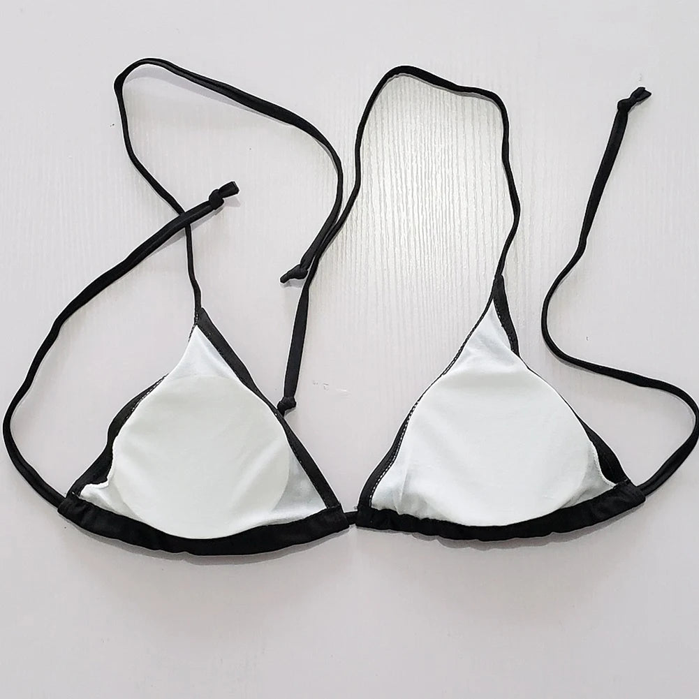 Women Sexy Solid Bikini Set Tie Side Bathing Suit Triangle Top Thongs Swimsuits 2025 Woman Beachwear Bather Swim Wear