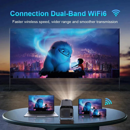 HY320 Mini Video Projector Native 720P Android 11 Projectors 300ANSI Wifi6 Cinema Outdoor Portable 180° Rotable BT5.0 4K Movie