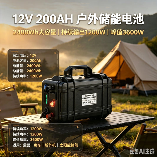 100% real capacity Rechargeable Lifepo4 Batteries 12 Volt 200Ah With BMS Outdoor Power USB Output Station for Sine Wave Motors Boats