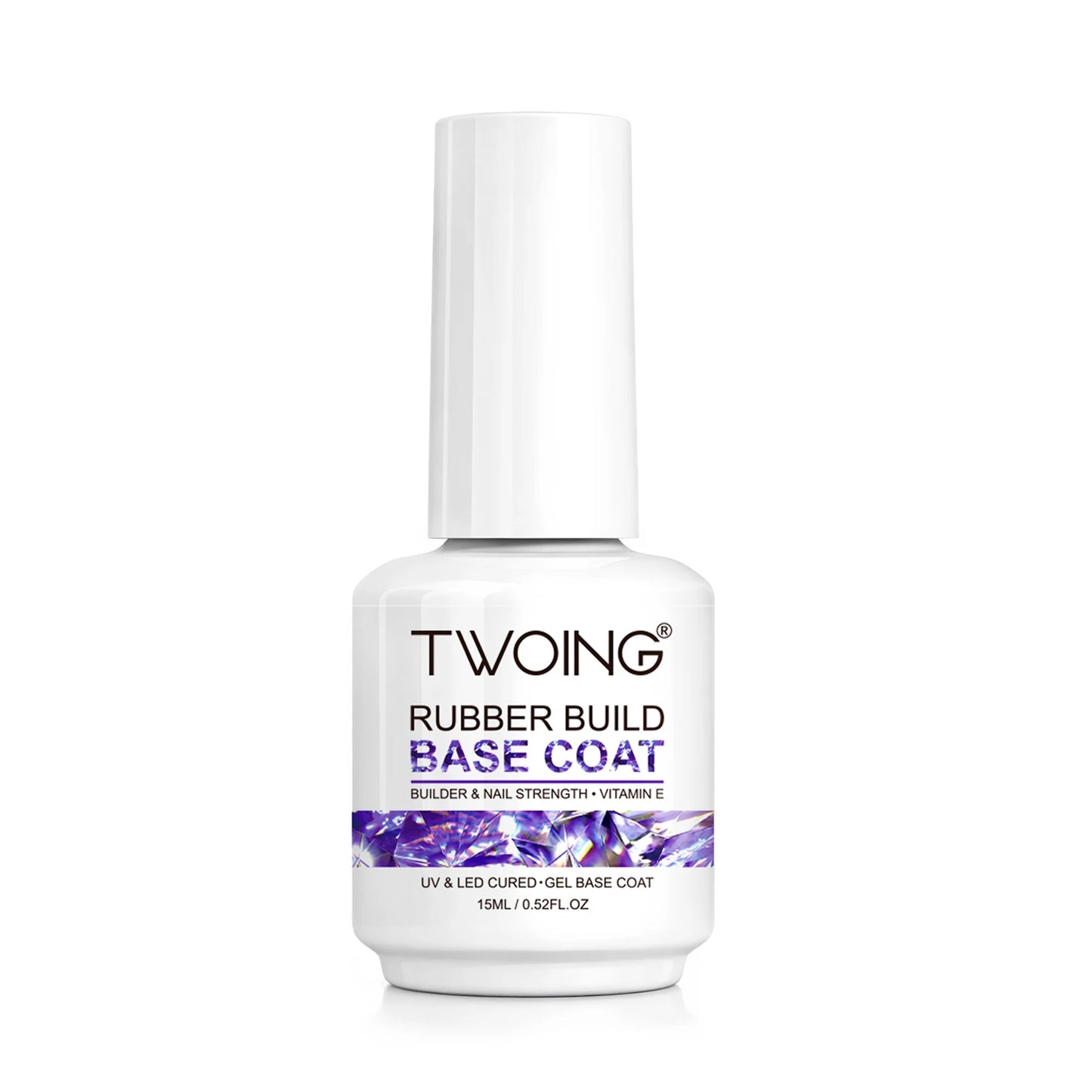 TWOING Rubber Base Coat & No Wipe Top Coat Set 15ml+15ml, Builder Base Gel, Diamond Shine, UV LED Soak Off, Long-Lasting