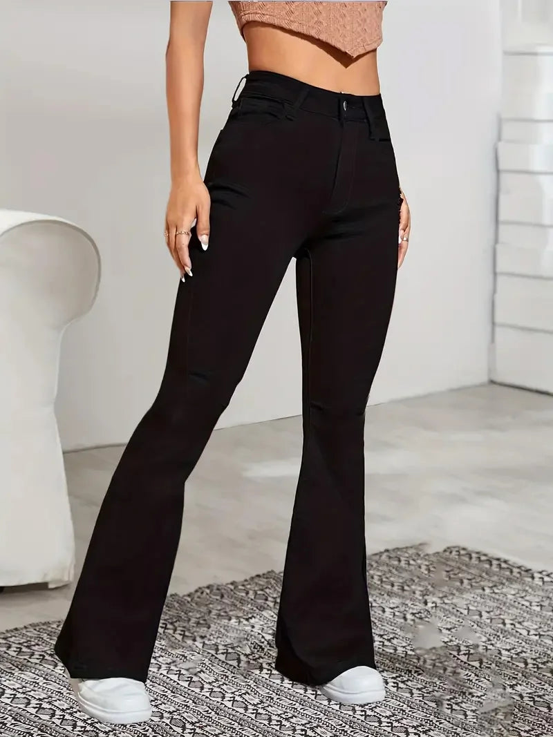Hot Sale Women Stretch Thin Flared Jeans Lady Fashion High Waist Denim Pants Girls Korean Ins Fashion Straight Leg Trousers