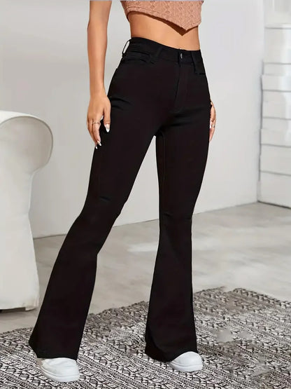 Hot Sale Women Stretch Thin Flared Jeans Lady Fashion High Waist Denim Pants Girls Korean Ins Fashion Straight Leg Trousers