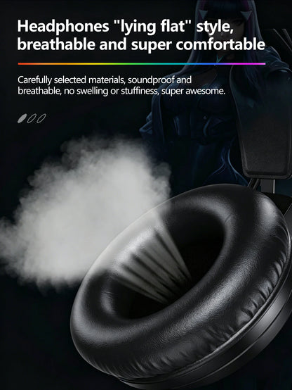 AKKHOO Gaming Headset 3,5mm RGB – 360° Roterbar Mikrofon Minnesskum CE/RoHS Internetcafé Gaming Svart Vit