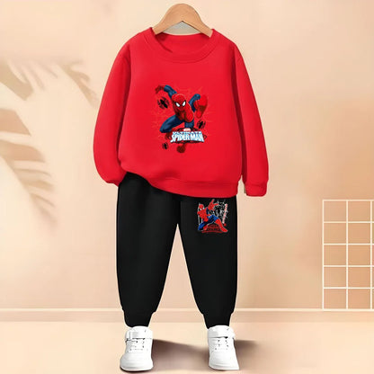 2026 Spring Autumn Children's Hoodies Sets Boys Cartoon print Pullover and Long Pants Two Piece Set Kids Casual Thin Tracksuit