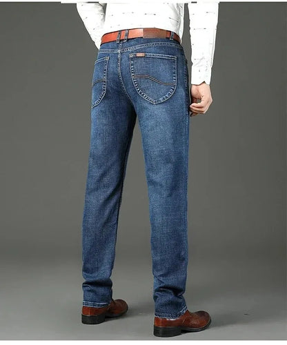 2026 Top Brand Washed Jeans Trousers Four Season Men's High Quality Jeans Business Casual High Waist Denim Pants