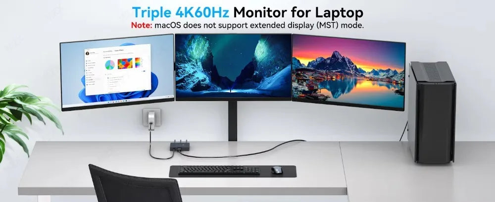 MZX MST-splitter för tre skärmar, DisplayPort eller USB-C