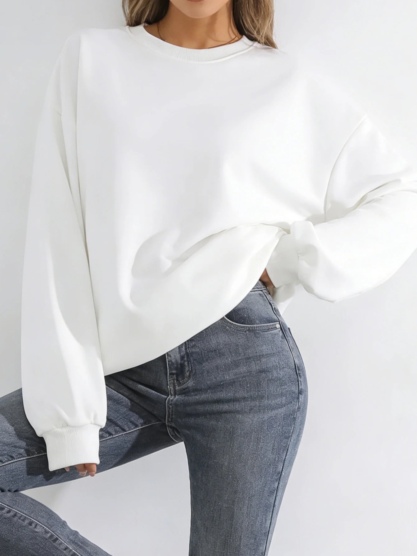 Women's Pullover Round-Neck Trendy Casual Sports Hoodie Top Base Layer Shirt, Versatile, Fashionable Round-Neck Hoodie