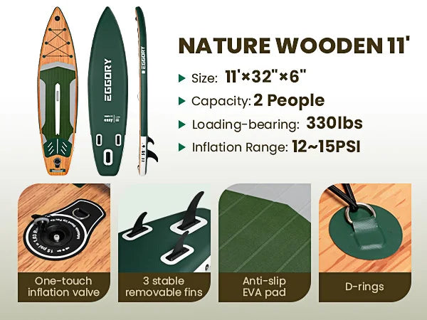 EGGORY 11FT Uppblåsbar SUP-bräda – 335×81×15 cm, Max 150 kg, Komplett Set