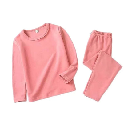 For German velvet warm children's self-heating fiber underwear set boys warm autumn clothes autumn and winter pants girls warm