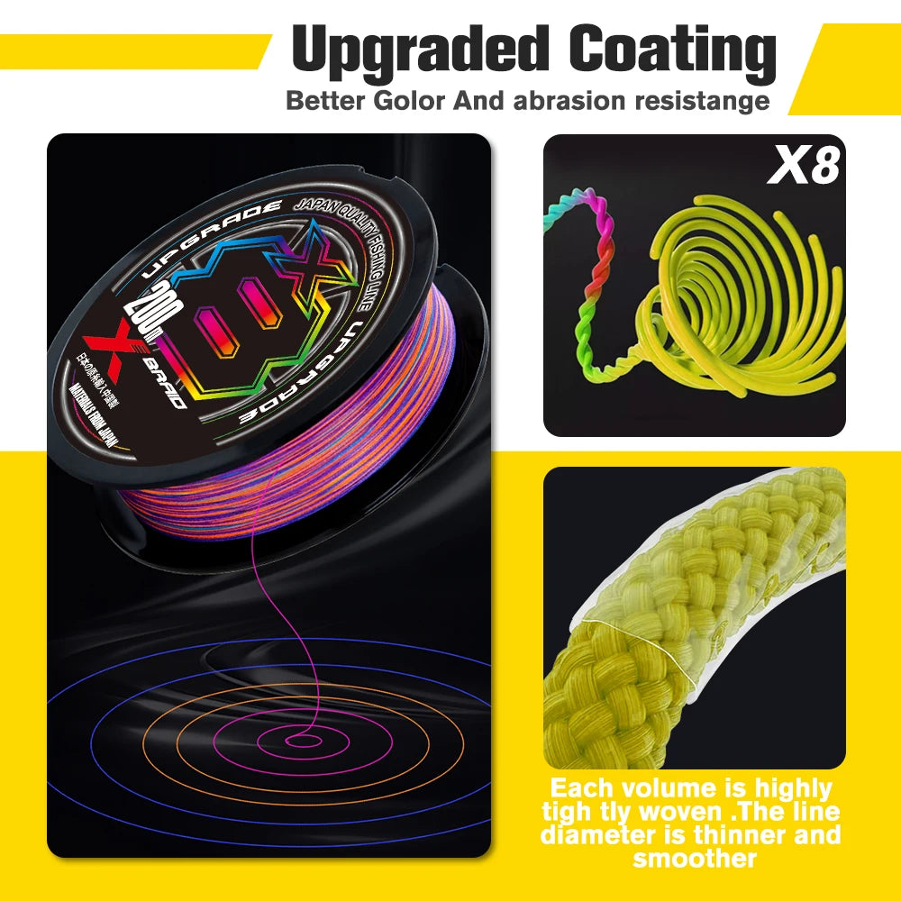 NEW Japan Original Xbraid Upgrade X8 Never Fade Multicolor Multifilament Line Fishing 1000M/500M/300M for Carp Bass Fishing Line