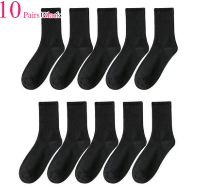 1/510 Pairs Women Solid Color Socks Simple Versatile Fashionable Socks Antibacterial Odor Resistant Breathable Comfortable Socks