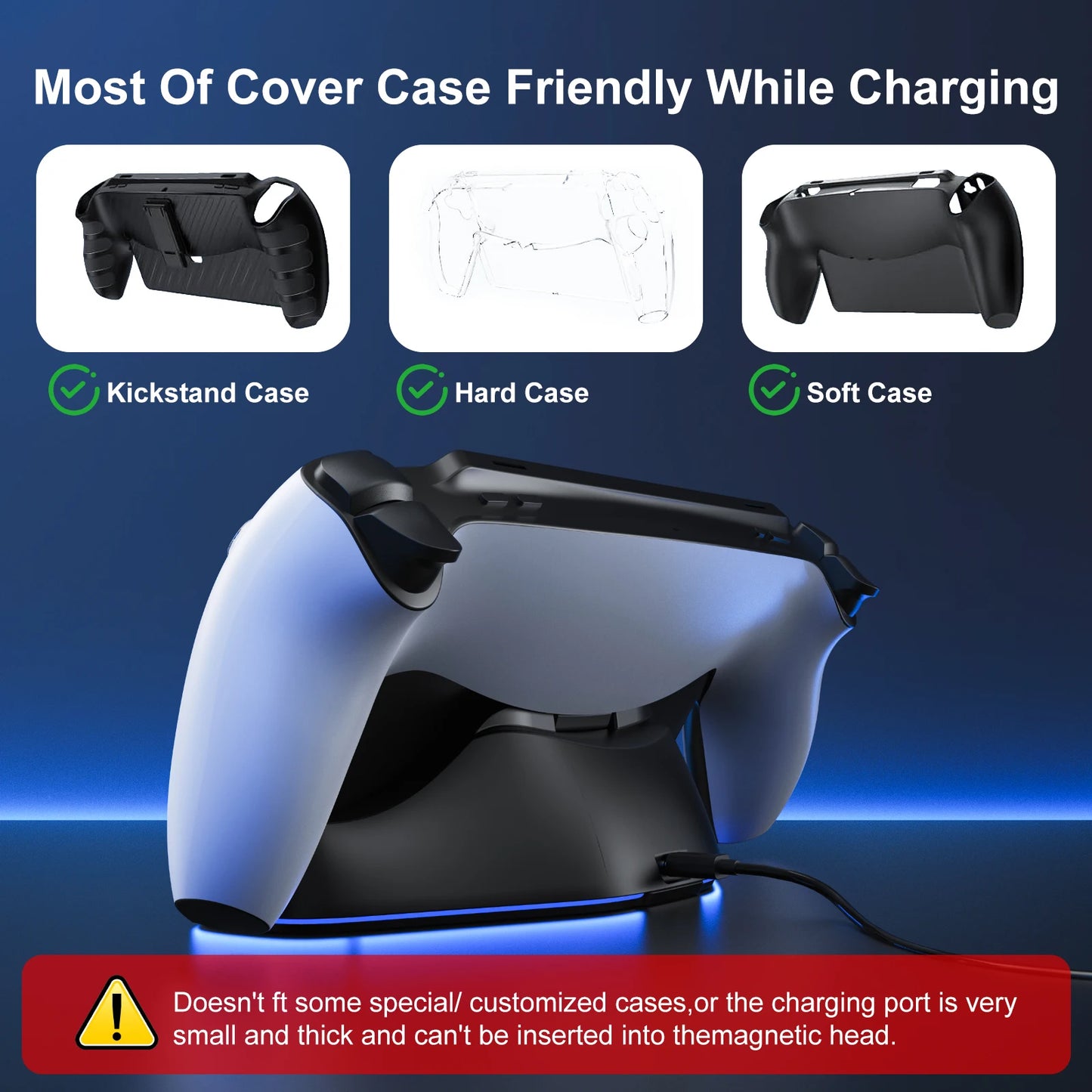 HONCAM Auto Align Charging Dock for PlayStation Portal 7 RGB Light Modes Portable Dock Station with USB-C Charging Cable