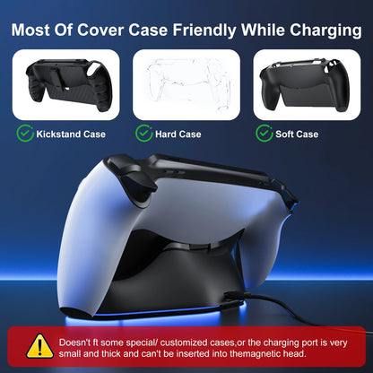HONCAM Auto Align Charging Dock for PlayStation Portal 7 RGB Light Modes Portable Dock Station with USB-C Charging Cable