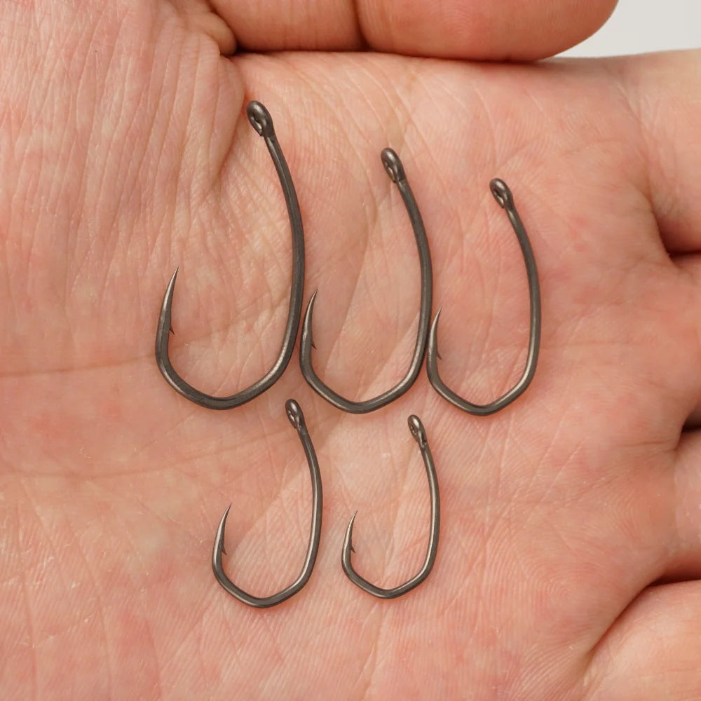 Hirisi 8041 50Pcs PTFE Coated Fish Hook High Carbon Stainless Steel Anti-Rust Sharp Point Barbed With Eye for Fishing Accessory