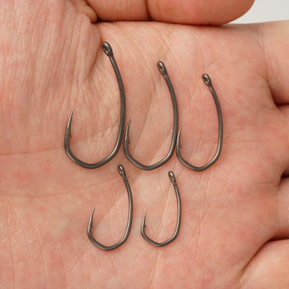 Hirisi 8041 50Pcs PTFE Coated Fish Hook High Carbon Stainless Steel Anti-Rust Sharp Point Barbed With Eye for Fishing Accessory
