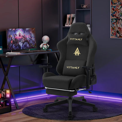 Vittanly Gaming Chair Breathable Office Chair Made of High-Quality Fabric New Adjustable and Rotating Desk Chair with Footrest
