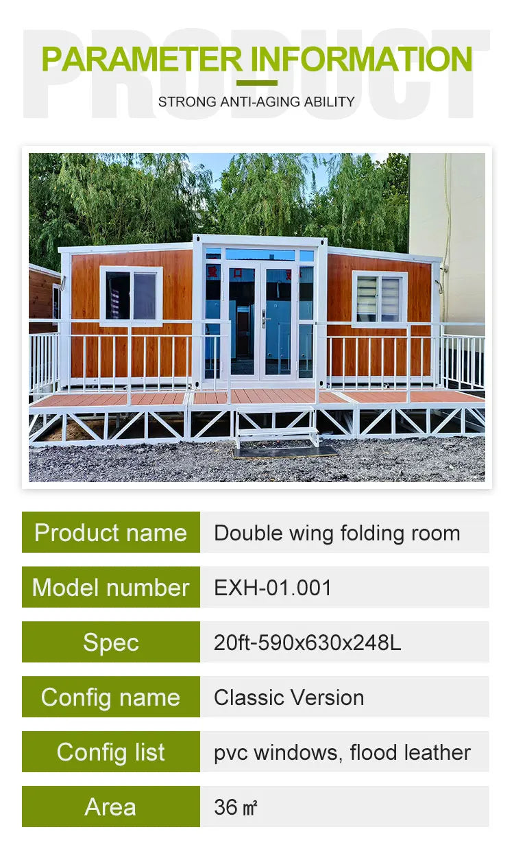 Expanderbar modulär containervilla med kök, tillgänglig i 20ft och 40ft