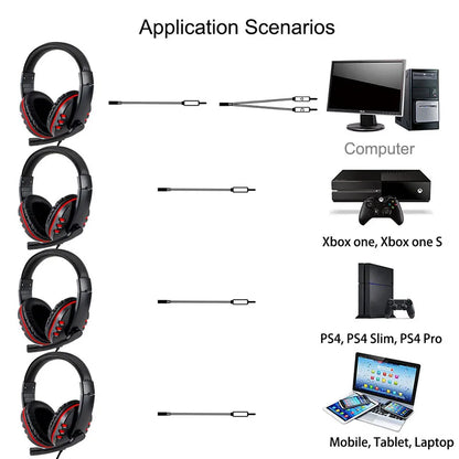 DIXSG Gaming Headset 3,5mm – Over-Ear Aktiv Brusreducering HD-mikrofon PS4 PC Smartphone Blå Röd