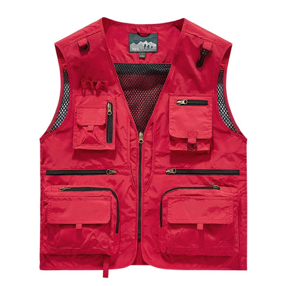 Fishing Vest Breathable Fishing Travel Mesh Vest with Zipper Pockets Summer Work Vest for Outdoor Activities