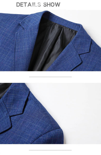 Herr Slim Fit Blazer – Rutig Strükfri Kavaj för Business Casual, Vår & Höst, 3 Färger