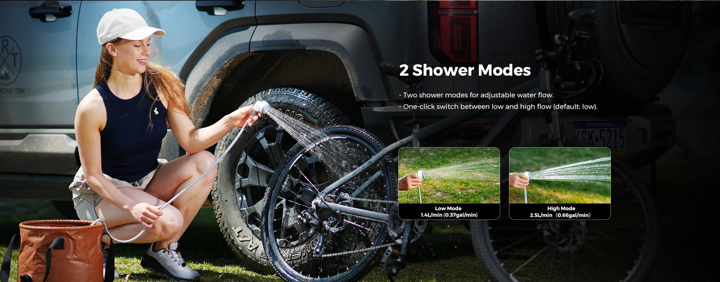 FLEXTAIL TINY SHOWER – Portabel Elektrisk Campingdusch, IPX7, 2500mAh, USB-C, 2 Lägen