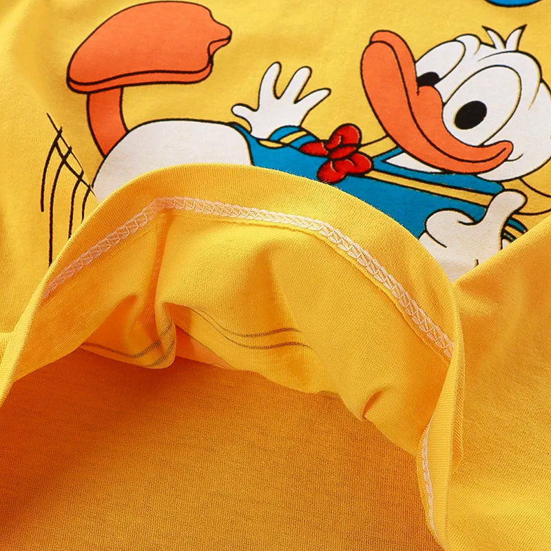 Summer Donald Duck Cartoon 2-Piece Boys Tracksuit Casual Kids Clothing Set T-shirt And Shorts Children 1-4 Years