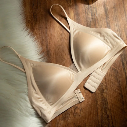 Thin Satin Wireless Deep V Bra Close-fitting Anti-sagging Push Up Underwear Traceless Gathered Breasts Seamless Bras Sport