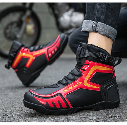 Men Leather Motos Breathable Anti Slip Wear-resistant Riders Boots Motorbike Racing Ankle Length Shoes 2026 New Motorcycle Boots