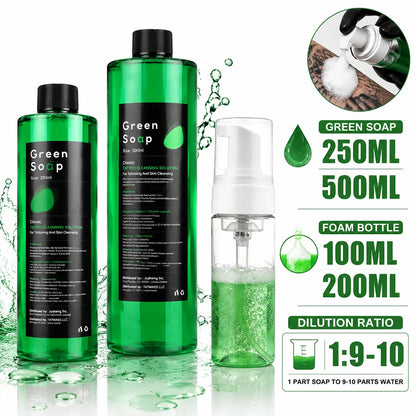 Tattoo Green Soap Concentrated Cleaning Solution Foaming Bottle Tattoo Soap Skin Cleanser For Tattoo Artists Aftercare Supplies