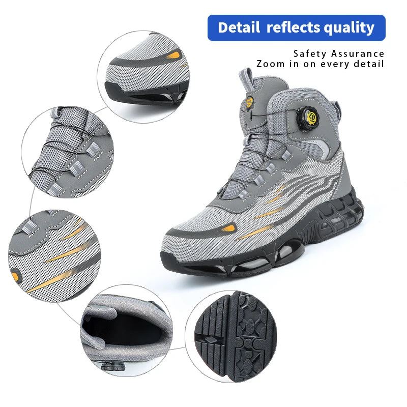 2026 High-Top Rotating Buckle Safety Shoes for Men and Women, Labor Protection Shoes, Protective Shoes, Work Shoes, Shock-Resist