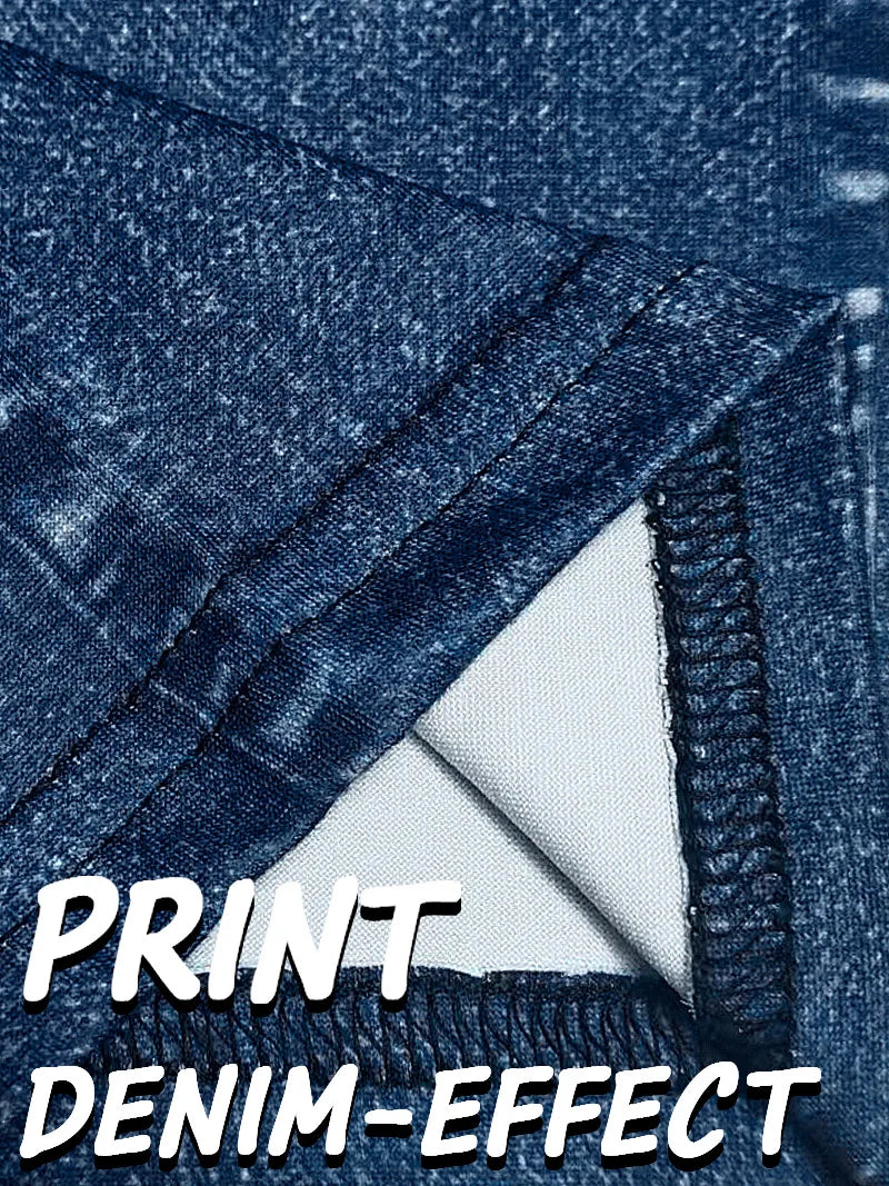 1136 [Printed Leggings - Not Faux Denim Fabric]Printed Leggings - Non-Faux Denim Fabric, Women'S Three-Quarter Pants,