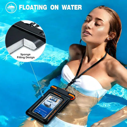 Vattentätt Mobilfodral med Flytfunktion – IPX8 30m, Transparent PVC, Passar upp till 7", iPhone & Samsung