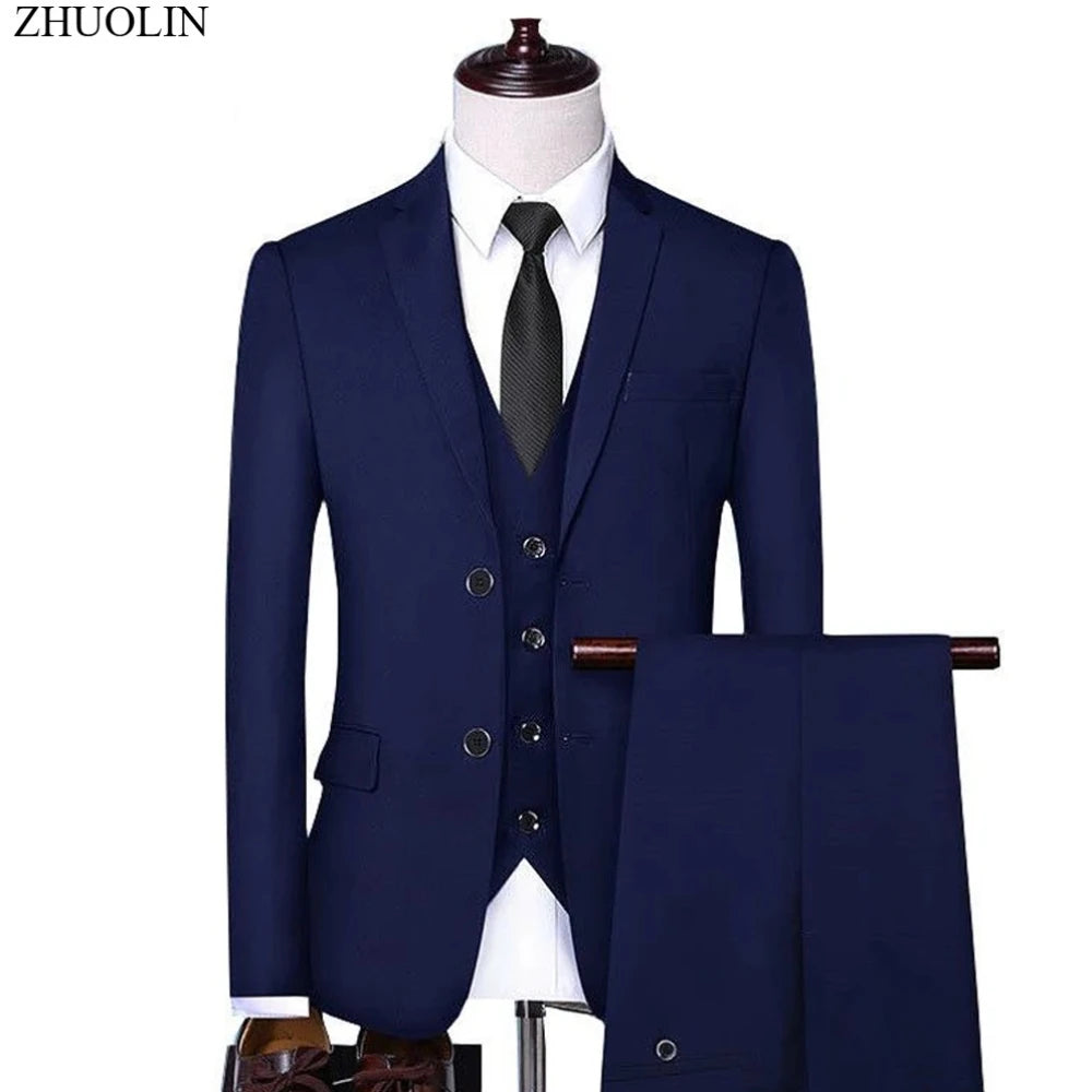High Quality Men Suits For Wedding 2 Pieces 3 Sets Blazers Stretch Elegant Formal Jackets Vest Pants Full 2025 Tailored Costume