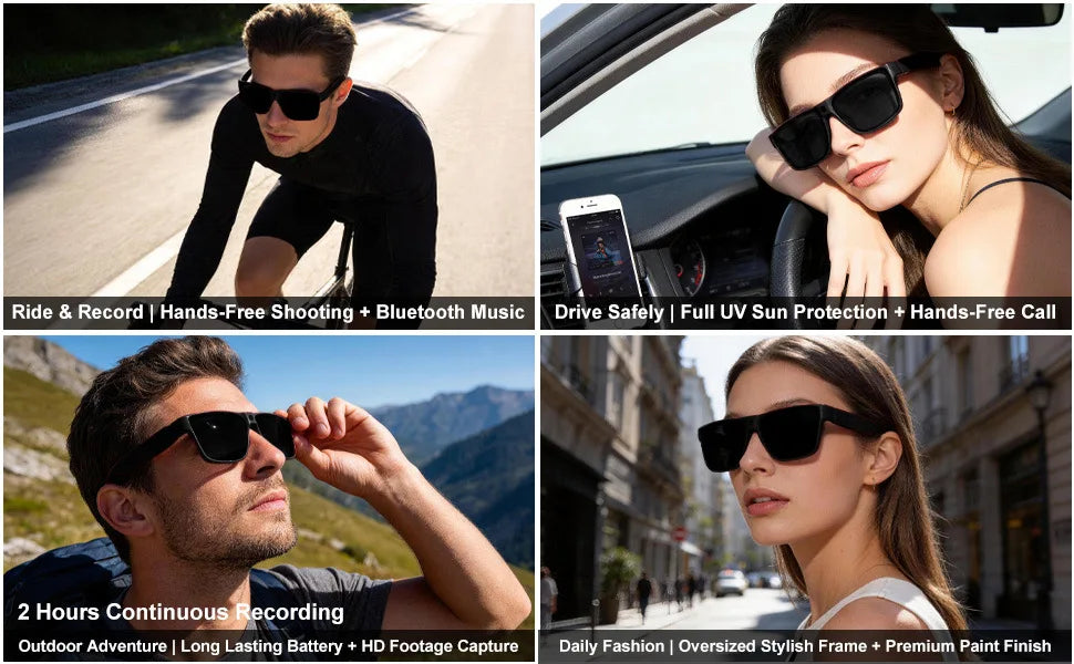 Intelligent AI Sunglasses HD with 800W Pixel Shooting and Camera for Recording Bluetooth Music Calling Outdoor Sports Shooting
