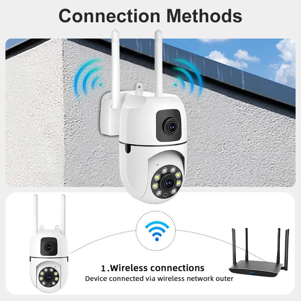 8MP Wifi Wireless Security Surveillance PTZ Camera 2 Lens 8X Zoom Camera 5MP Tracking Two-way Audio Night Color Pet Baby Monitor